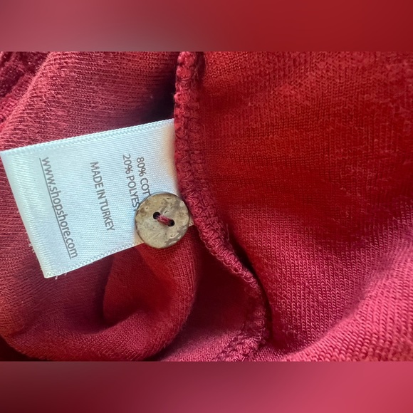 SHORE Women's Red Terry Cloth Wave Textured Button Down Shirt Coverup NWT S - Picture 10 of 10